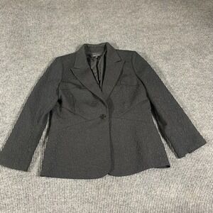 Kasper Blazer Womens 16 Black Textured One Button Lined Career Office Wear‎ Coat
